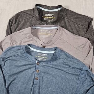 Fair Harbor Shirt Mens Small The Seabreeze Henley Blue Gray UPF Stretch Lot of 3